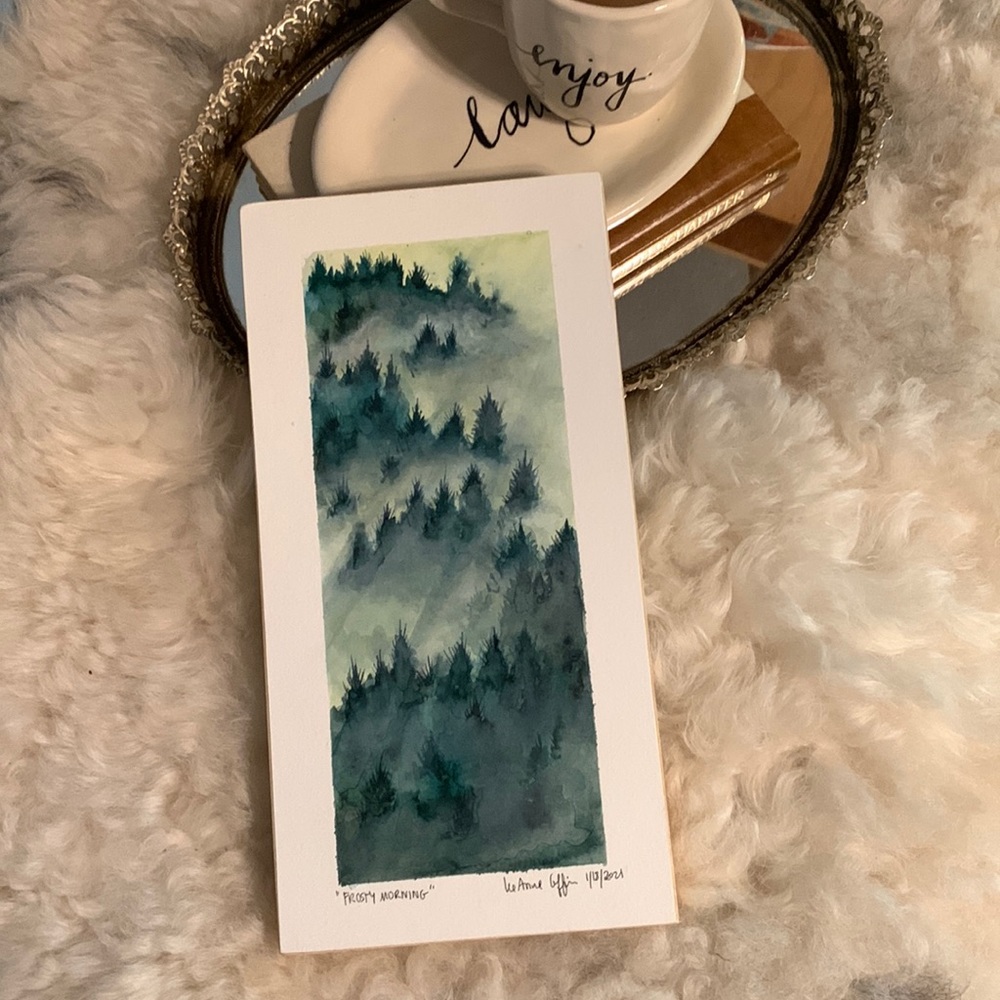 “Frosty Morning “ in the Appalachian mountains. 6” x 12” x 3/4” watercolor